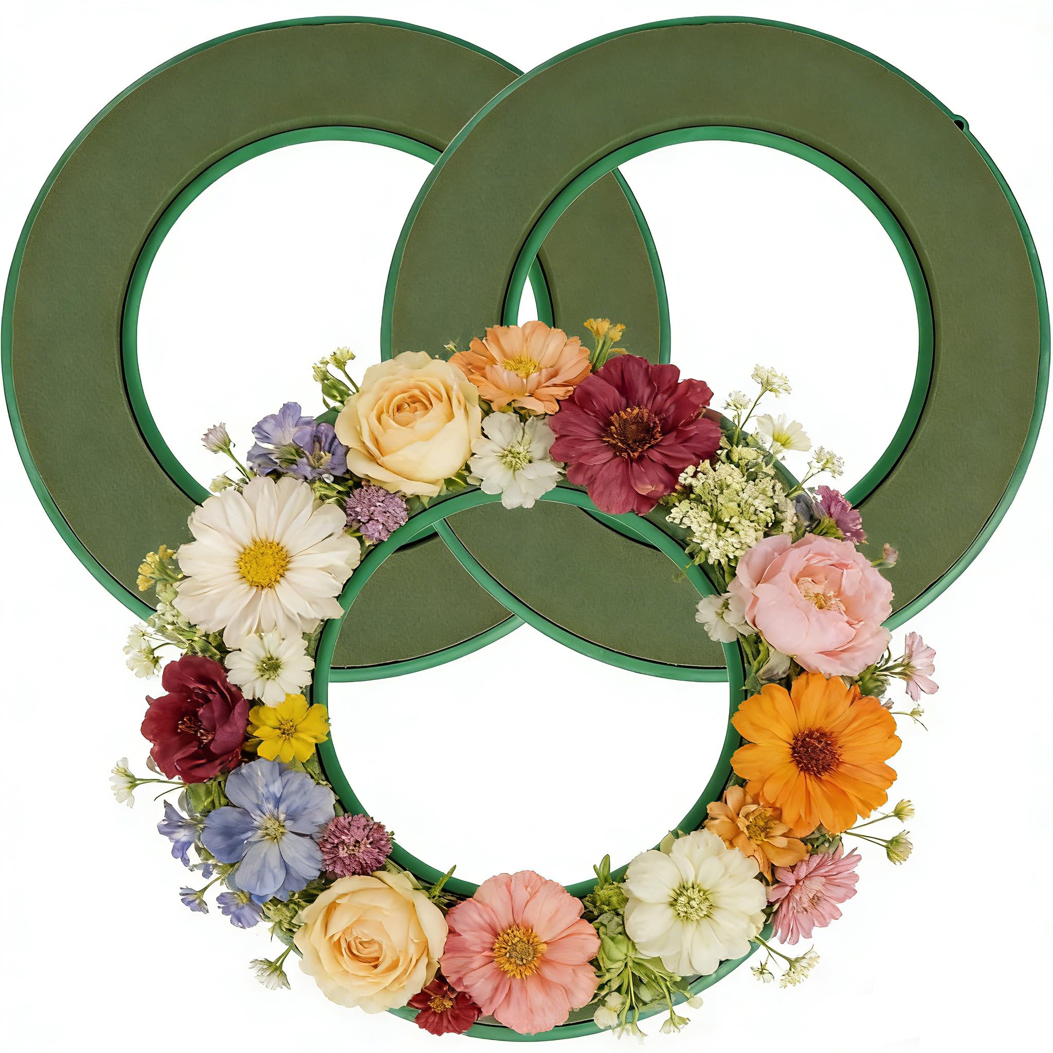 AKOLAFE 3 ghirlande di Schiuma da 30 cm, per Fiori freschi, in Schiuma di Fiori, Rotonde, per Il Fai da Te, per Matrimoni, Compleanni, Giardini, Appartamenti