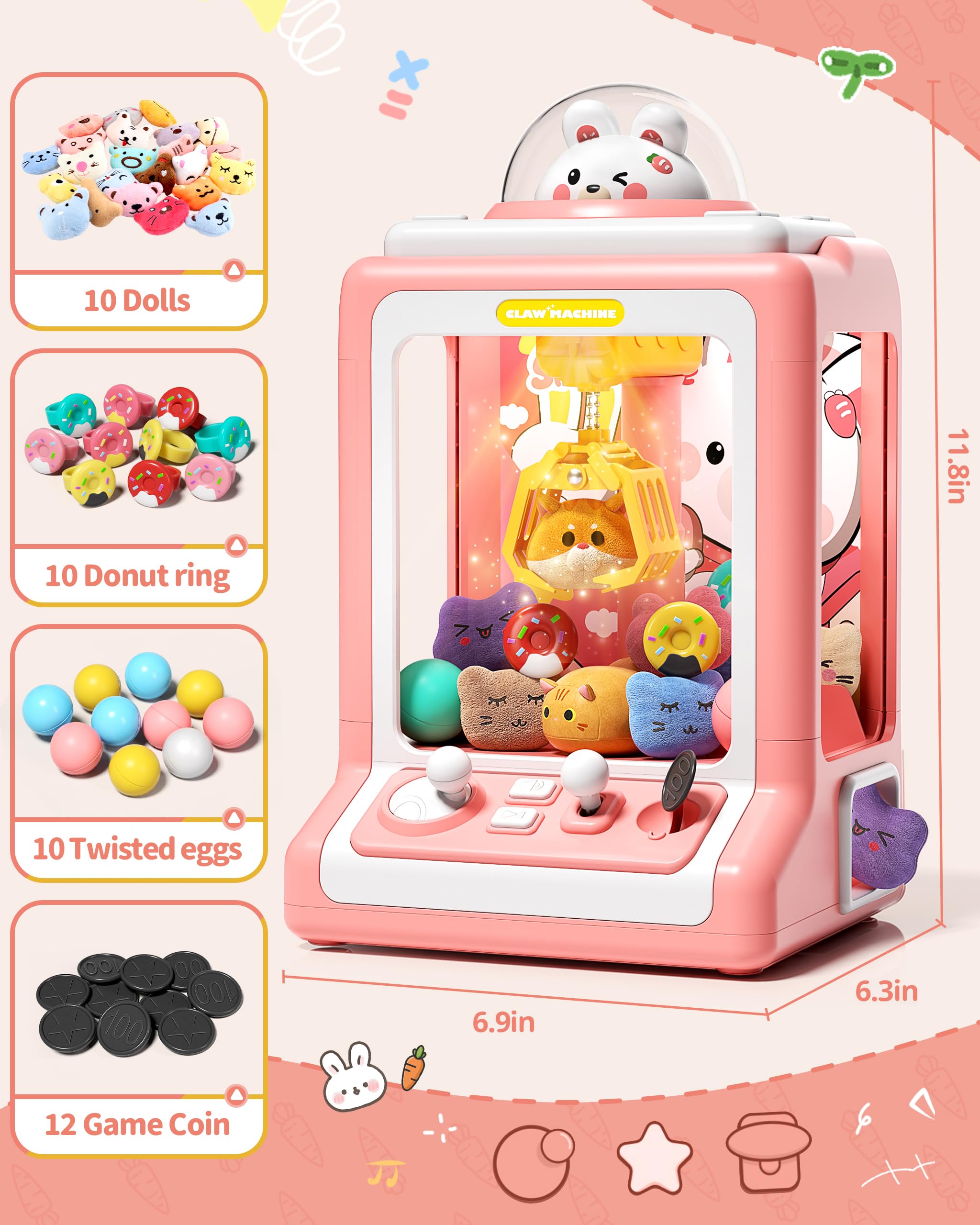 Amazon.com: Jovow Claw Machine for Kids Girls with Coin-Operated