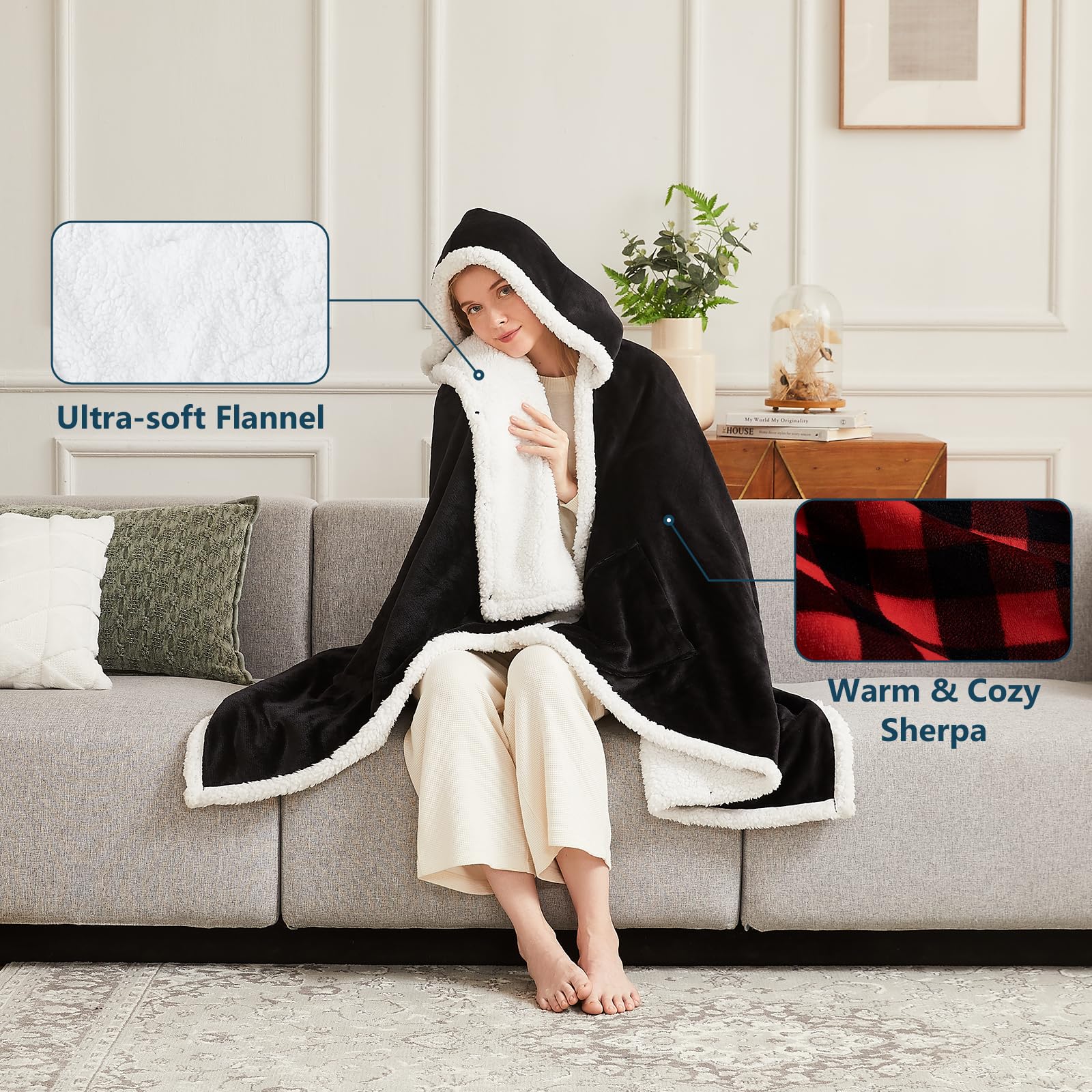 Wearable Blanket Fleece Electric Throw Blanket EQWLJWE Heated