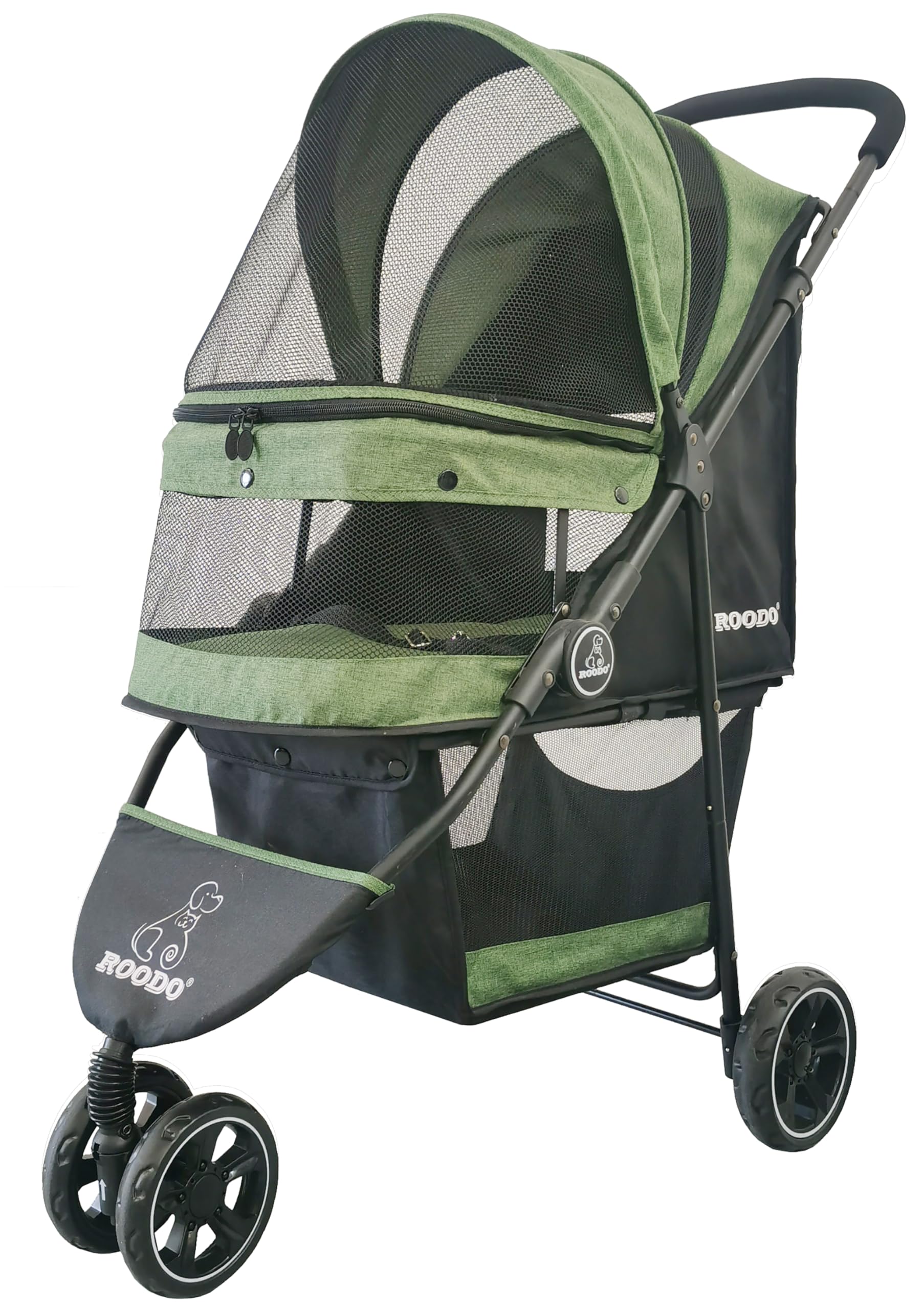 Photo 1 of ROODO 3 Wheel Pet Stroller Best Lightweight Foldable Compact Portable Jogger All Terrain Travel Pet Gear Puppy Kitty Stroller for up to 30lbs Medium Small Dogs and Cats(Green)