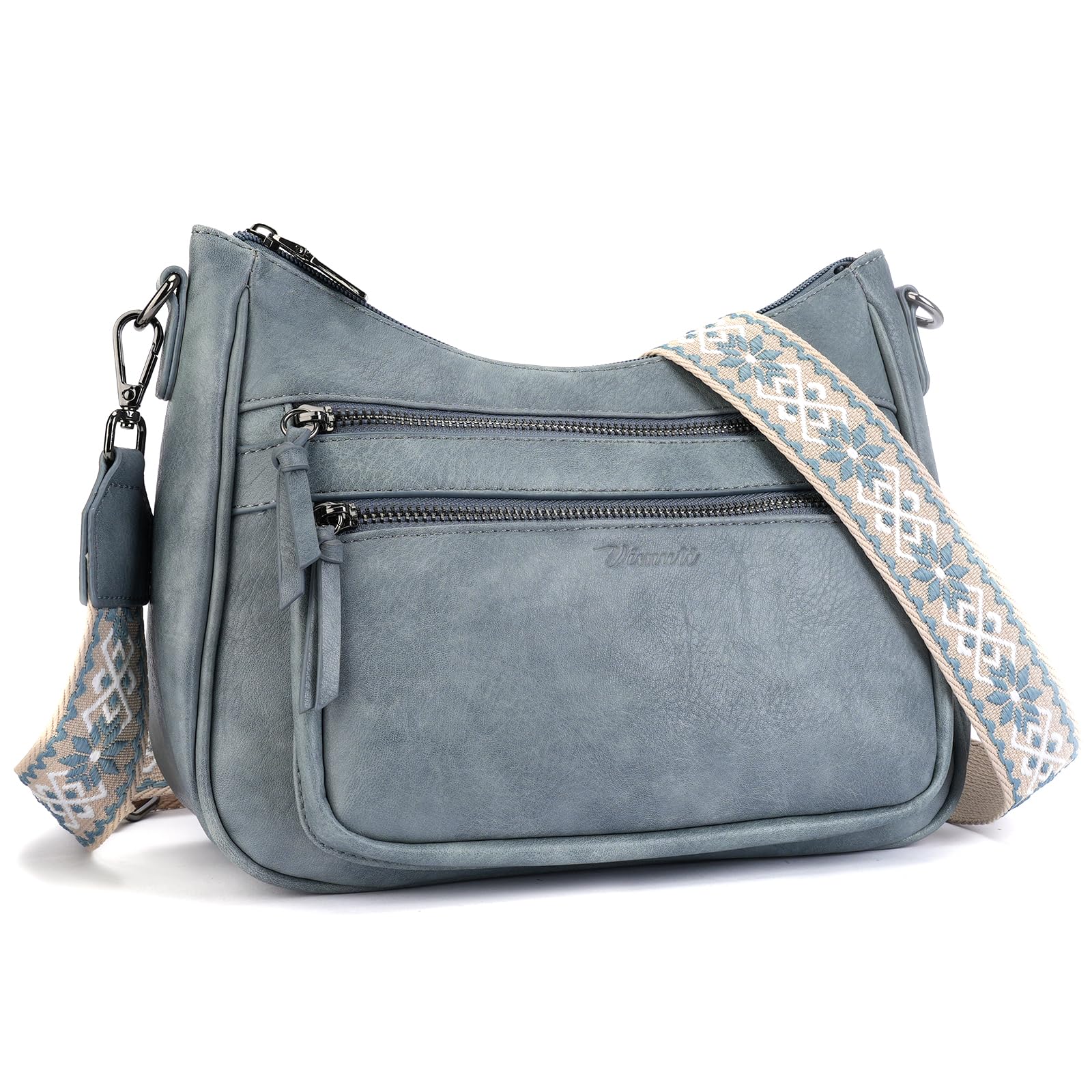 VIMUTI Crossbody Purses for Women Trendy Leather Crossbody Bag,Multi Pocket Shoulder Handbag Lightweight Travel Purse