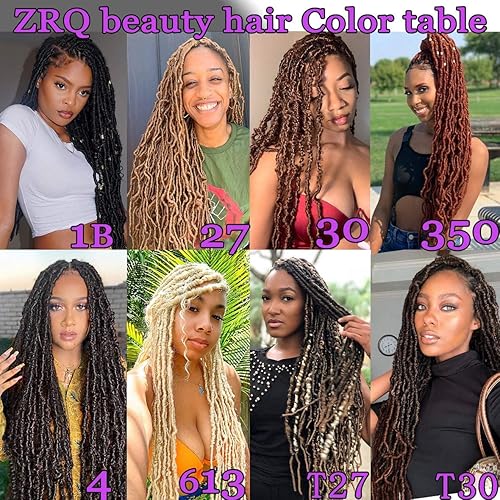 Miniatura 7 de ZRQ 6 paquetes de rastas suaves moradas de 24 pulgadas, trenzas de ganchillo de pelo sintético previamente enrolladas, rastas de diosa onduladas,