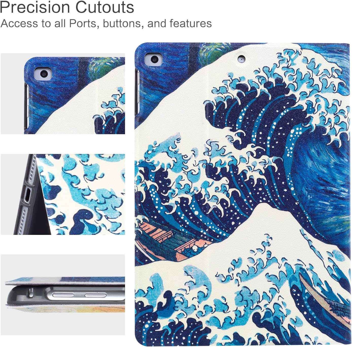 Vimorco for iPad 5th/6th Generation Case 9.7 Inch 2017/2018, for iPad Air 1/2 Case, Slim Shockproof PU Leather Adjustable Stand Cover for iPad 5/6 Gen, Sky Wave image 3