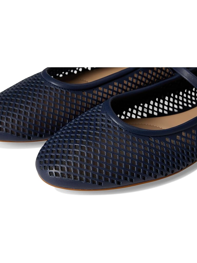 Navy Lauren Ralph Lauren Jayna Perforated Leather Mary Jane Flats