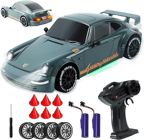 SANCO Auto de deriva RC 120  Auto de deriva de 2.4G con sistema de doble neumático y luces LED, 20+KMH, tiempo de juego de 50 minutos, control