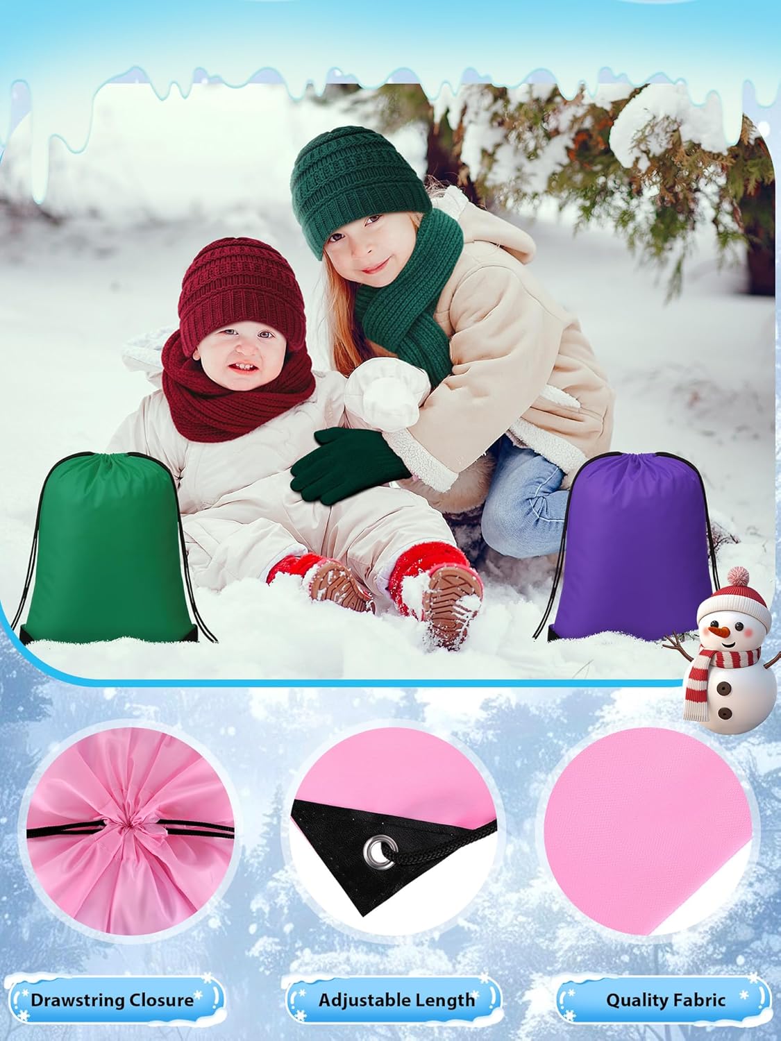 80 Pcs Kids Winter Hat Gloves Scarf Set with Colorful Drawstring Bag, Knit Toddler Beanie Cap, Warm Gloves, Neck Warmer for 5-10 Years Old Girls and Boys Children - Image 4