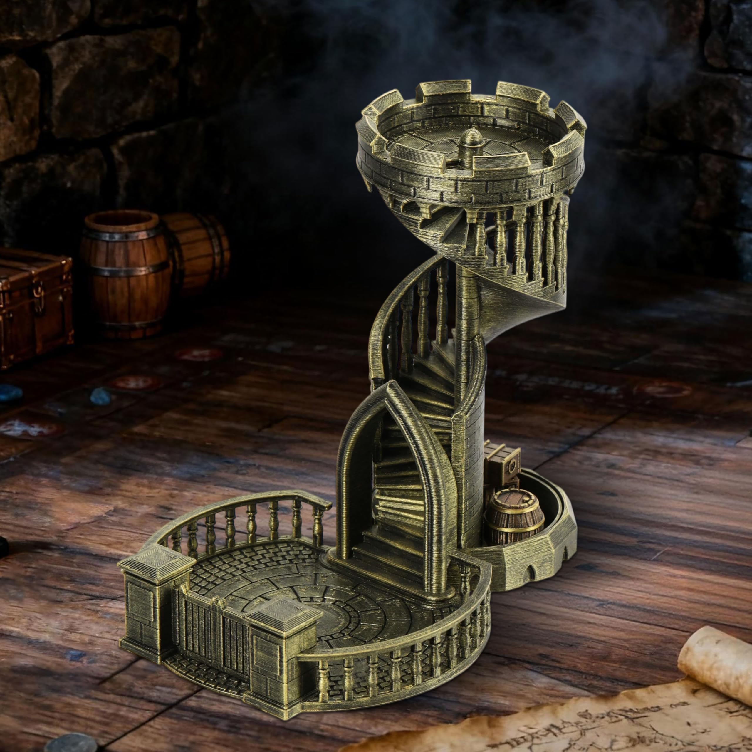 AUSPDICE DND Dice Tower Castle and Tray, Retro Dice Roller for RPG Games