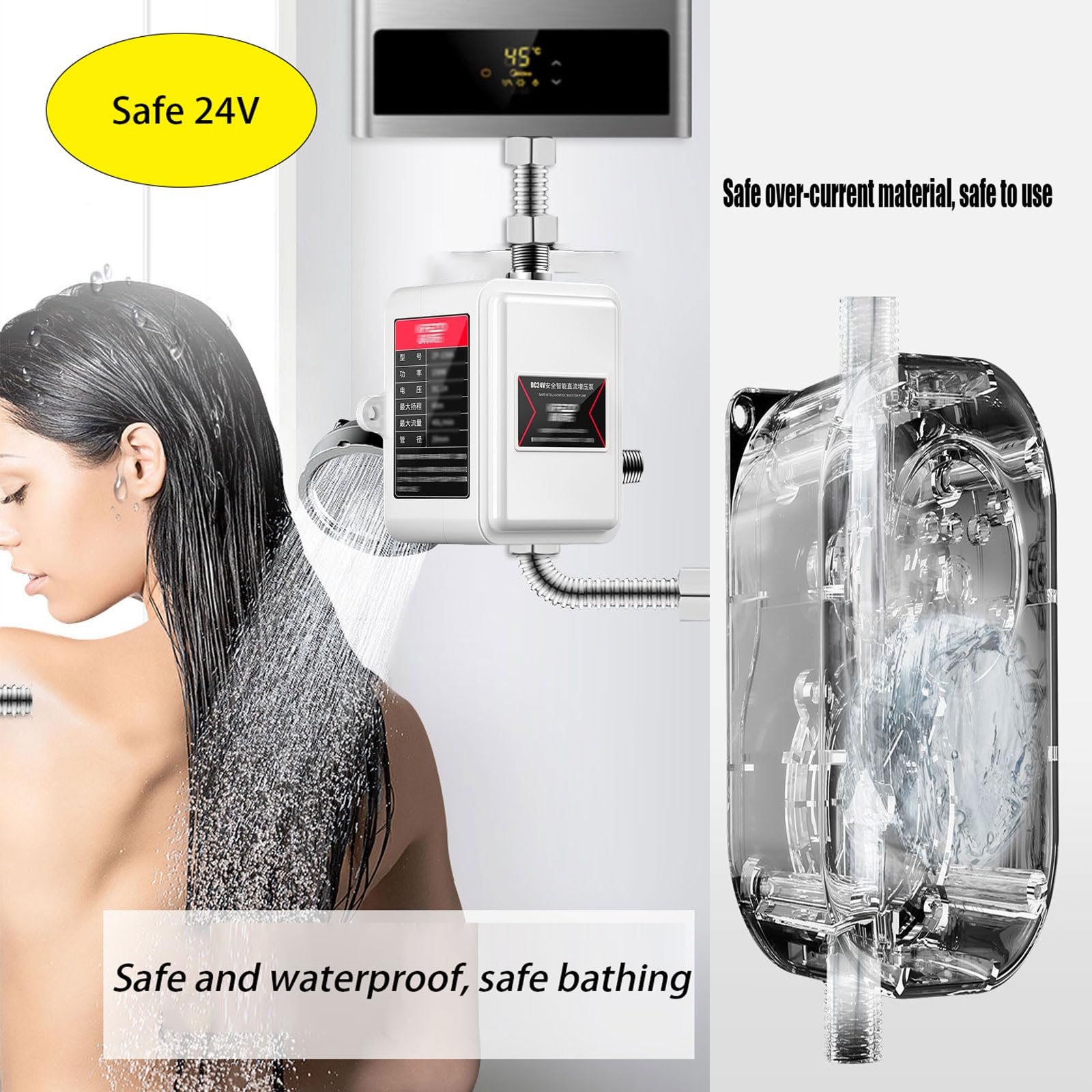 Bomba De Refuerzo De Presión De Agua Para Ducha Doméstica, Bomba De Agua Silenciosa Inteligente, L Mini Fría Caliente Bomba De Circulación para Fregadero De Cocina Ducha Grifo De Jardín