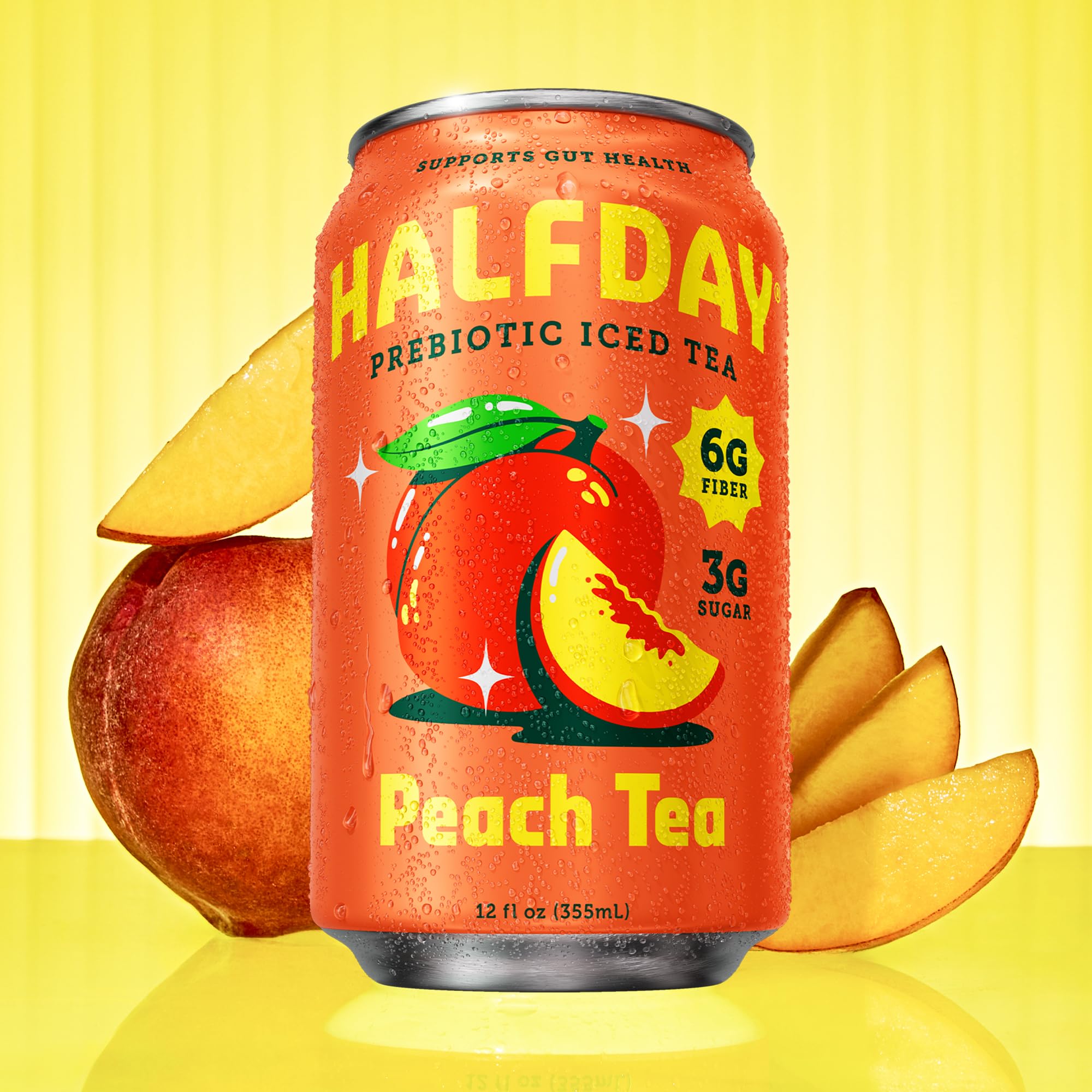 Amazon.com : HALFDAY Prebiotic Peach Iced Tea Cans, Supports