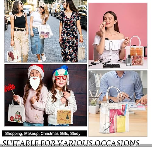 Miniatura 3 de Abbylike 200 bolsas de regalo de plástico transparente para el Día de la Madre con asa de 5.9 x 6.3 x 2.8 pulgadas, bolsas de regalo de PVC