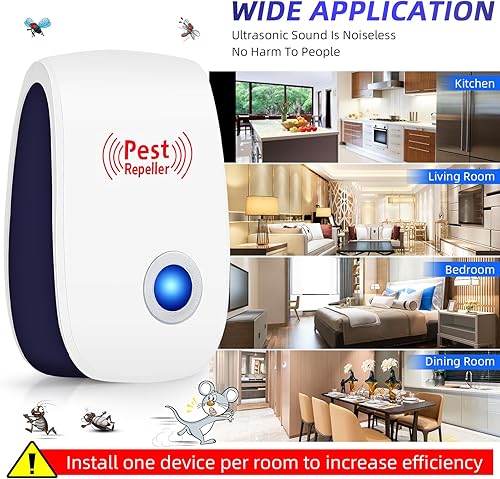 Miniatura 8 de Repelente ultrasónico de plagas, repelente de plagas, repelente de insectos para interiores, repelente de arañas para ratones, repelente de ratones