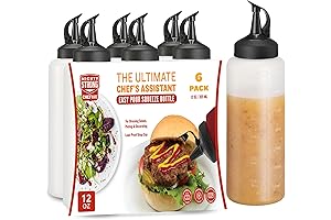 Plastic Squeeze Bottles 6 Pack - for Liquids Sauces Ketchup Oil Condiments...