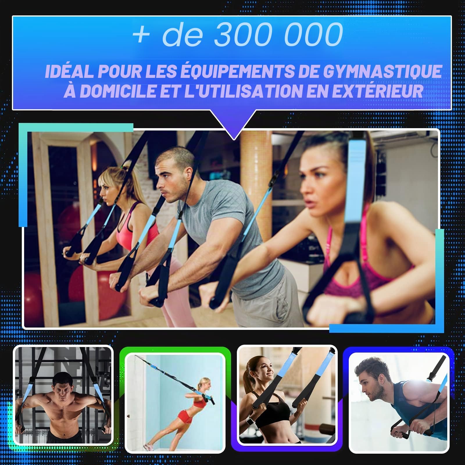 Sangle de Suspension Multifonction Kit d'Entraînement d'exercice de Suspension Sangle Fitness Kit pour Musculation Stretch chez Home Gym