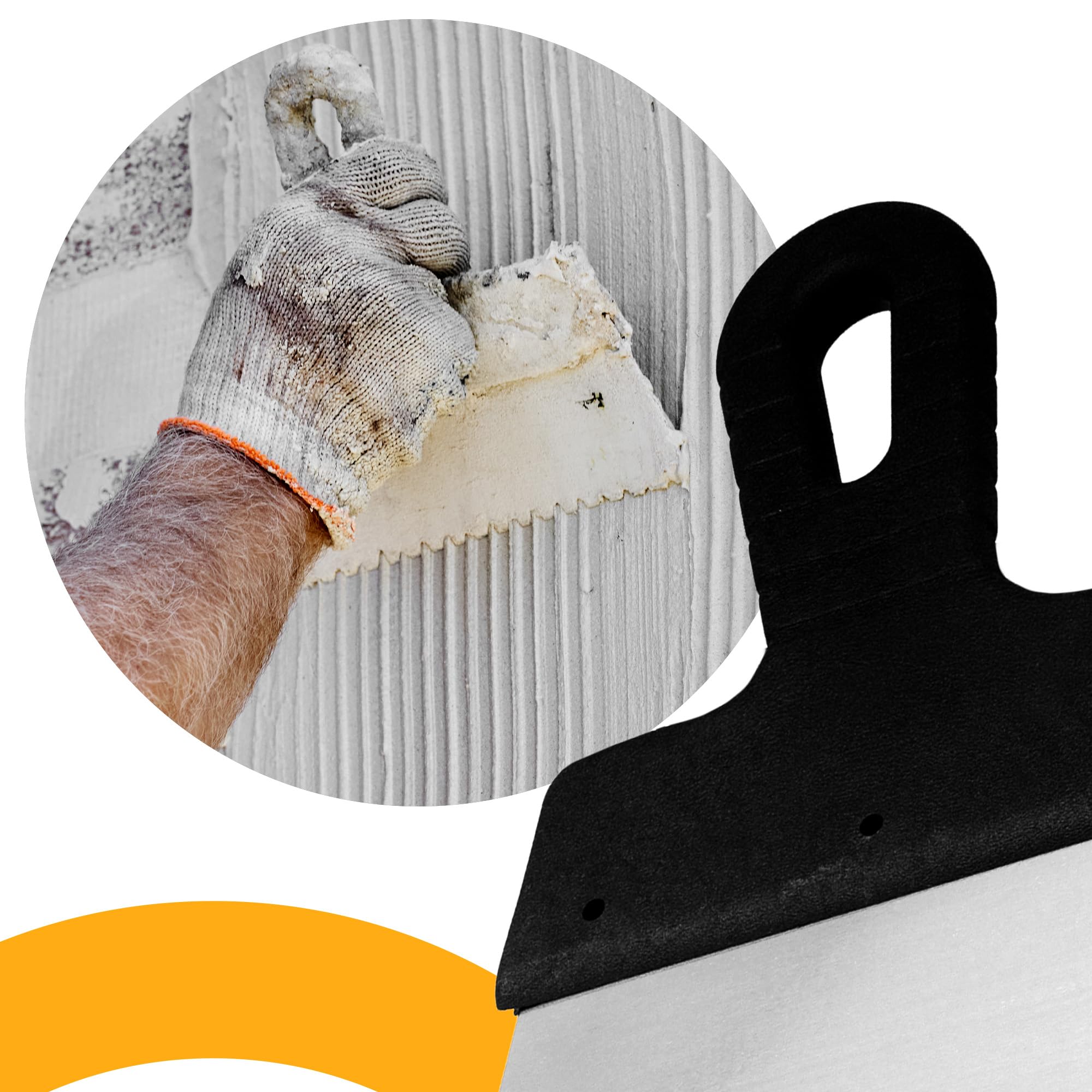 Frattazzo Piastrelle Dentato 150 mm 6x6 mm Cazzuola a Denti Acciaio Inossidabile Spatola Lisciatrice Intonaco Strumento Applicazione Colla Malta Costruzione