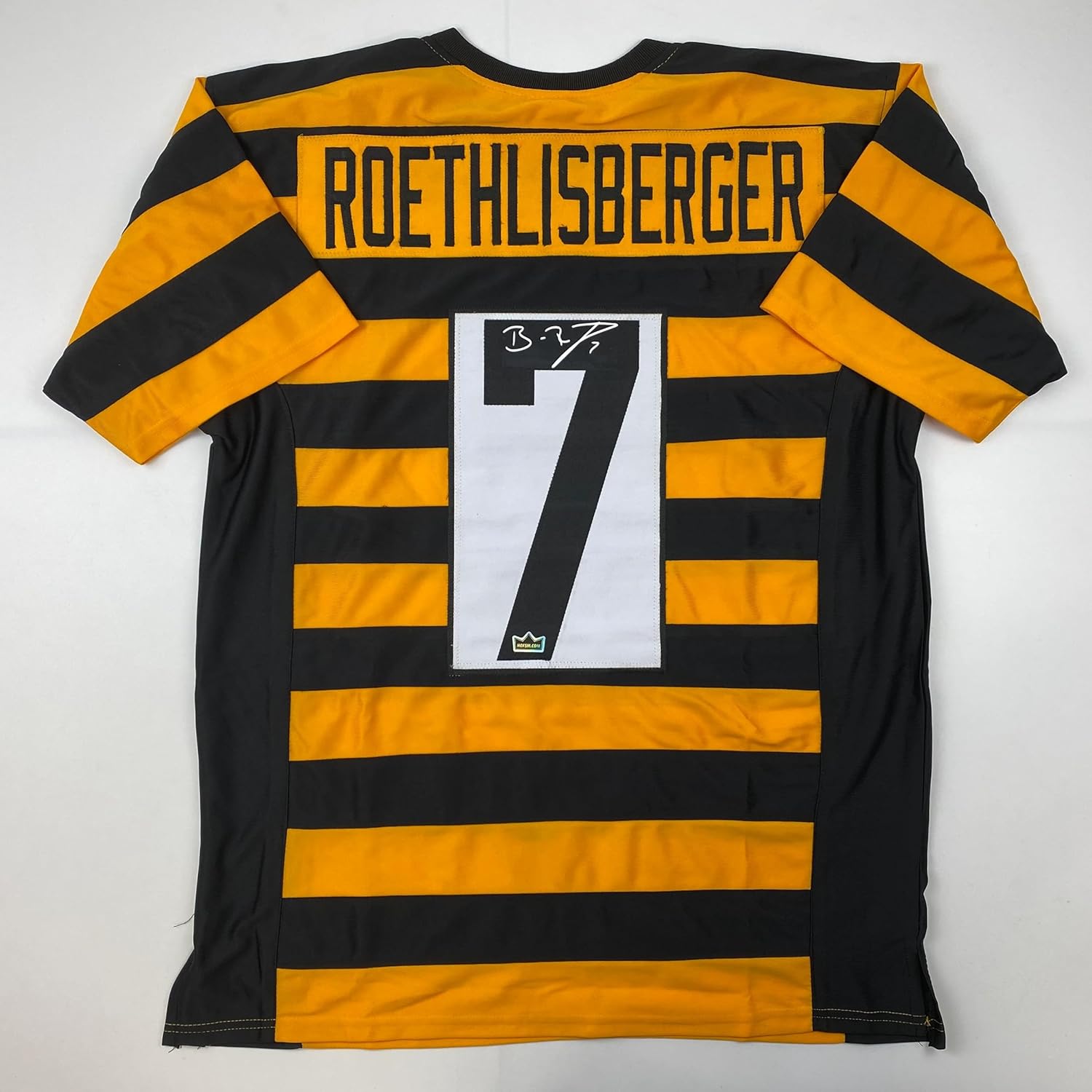 Facsimile Autographed Ben Roethlisberger Pittsburgh Bumble Bee Reprint Laser Auto Football Jersey Size Men's XL