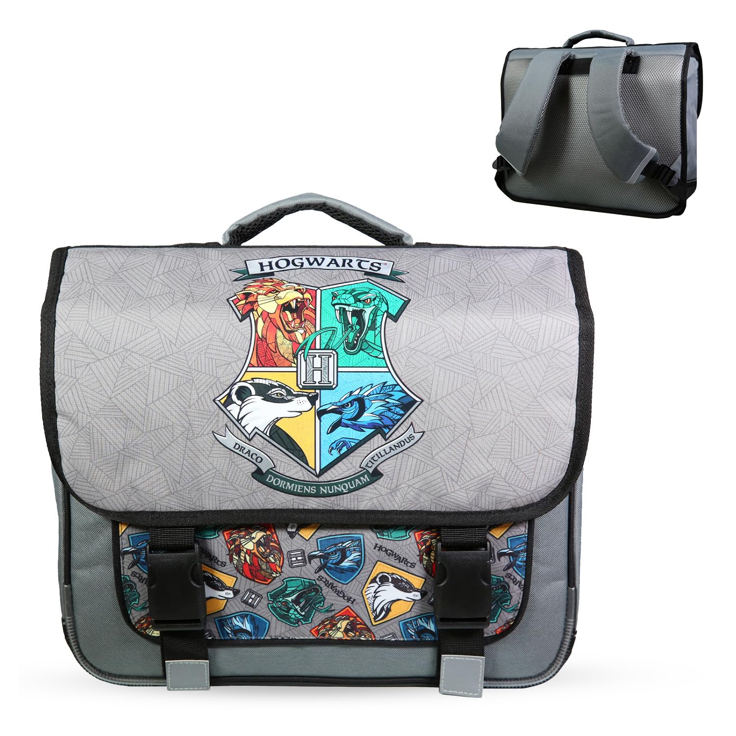 Bagtrotter - Cartable Primaire Garçon 38 cm - Grand Rangement - Tons Noir & Gris - Différents Modèles & Licences