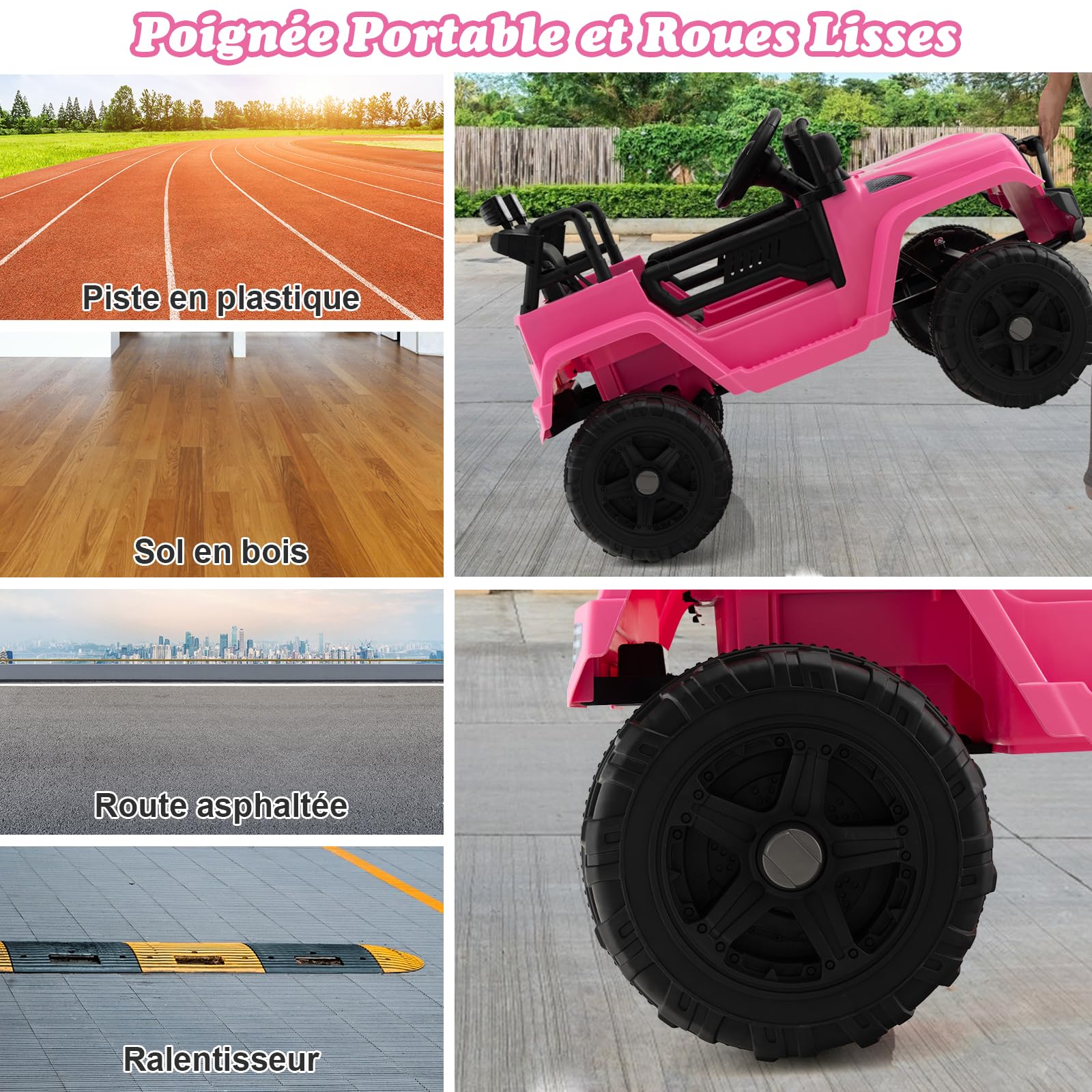 GOPLUS Voiture Electrique Enfant 12V avec Télécommande 2,4G, Quad 4x4 Electrique Enfants avec Klaxon et Musique et Vitesse 2,5-4,5KM/H,Charge 30KG pour Enfants 3-8 Ans (Rose)