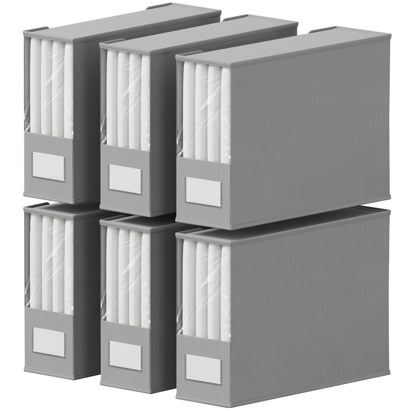 Lifewit 6 Stück Bettlakenbeutel, Faltbarer Bettwäsche-Organizer für Bettlaken mit Klarsichtfenster, Schubladen Aufbewahrungsbox, Unterbett Kleiderschrank, Grau