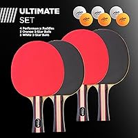 Vista 4 de STIGA Performance 2 or 4 Player Table Tennis Set – USATT Approved Rackets and 3-Star Balls – 5-Ply Blade & Flared Handle – Perfect for Skill
