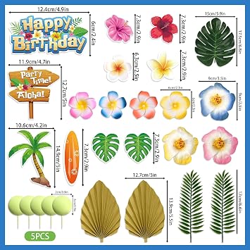 Hawaiian Cake Topper Summer Cake Decorations