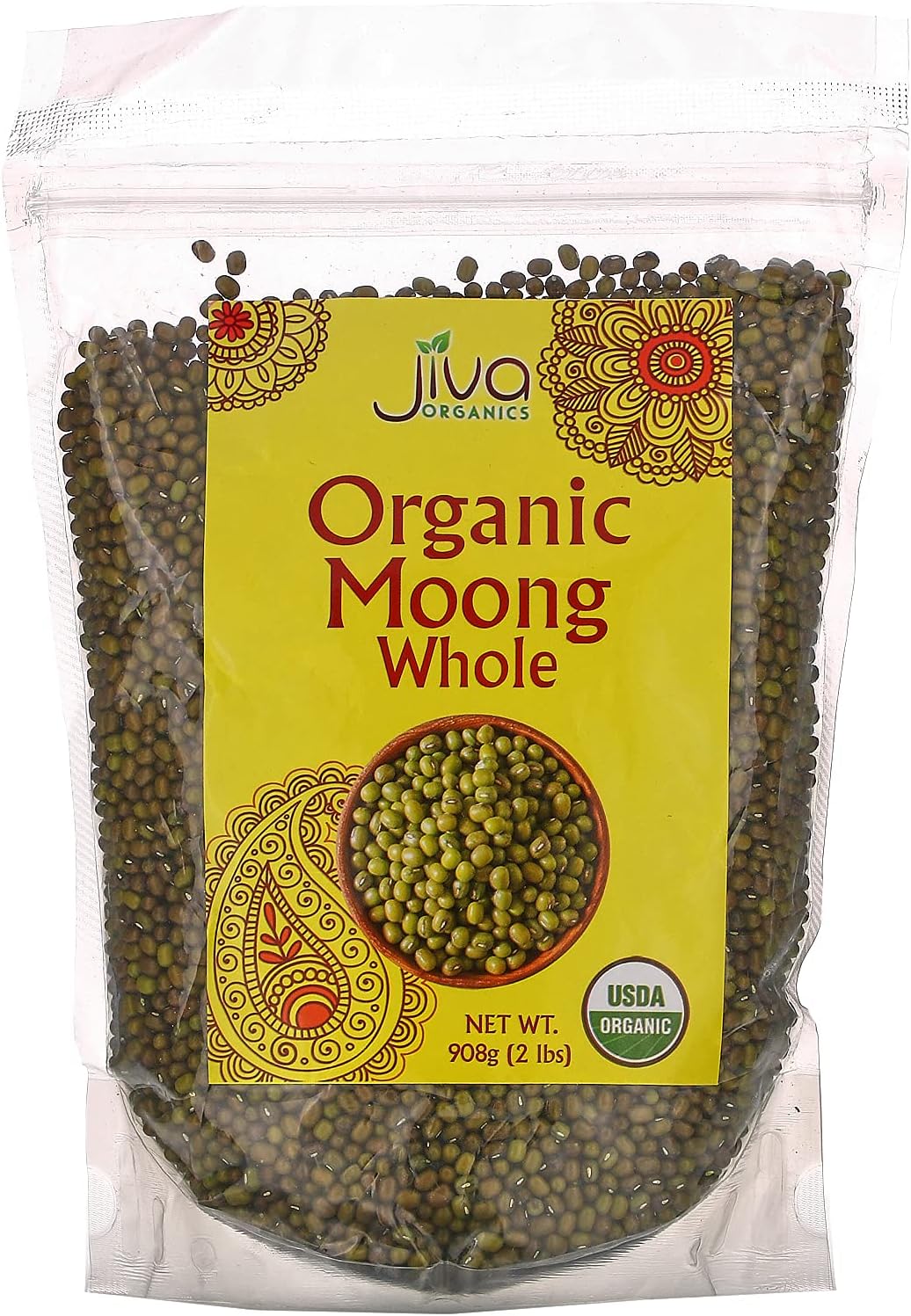Jiva Organic Mung Bean - Mung Moong Beens Whole for Sprouting and Cooking - 2 lb Bean Bag – Indian Spices
