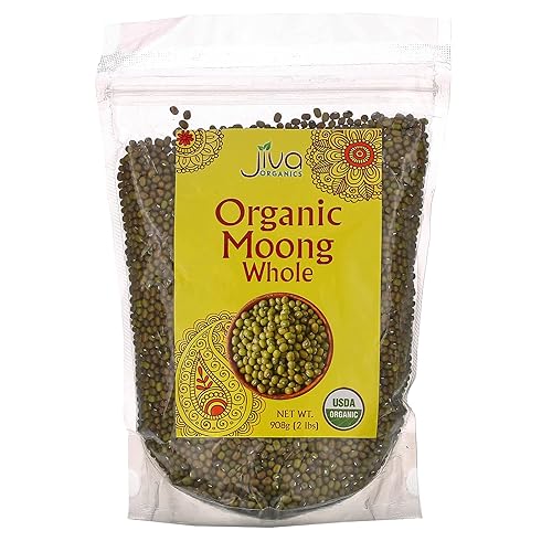 Jiva Organic Mung Bean - Frijoles mungo enteros para germinar y cocinar - Bolsa de 2 libras de frijoles – Especias indias