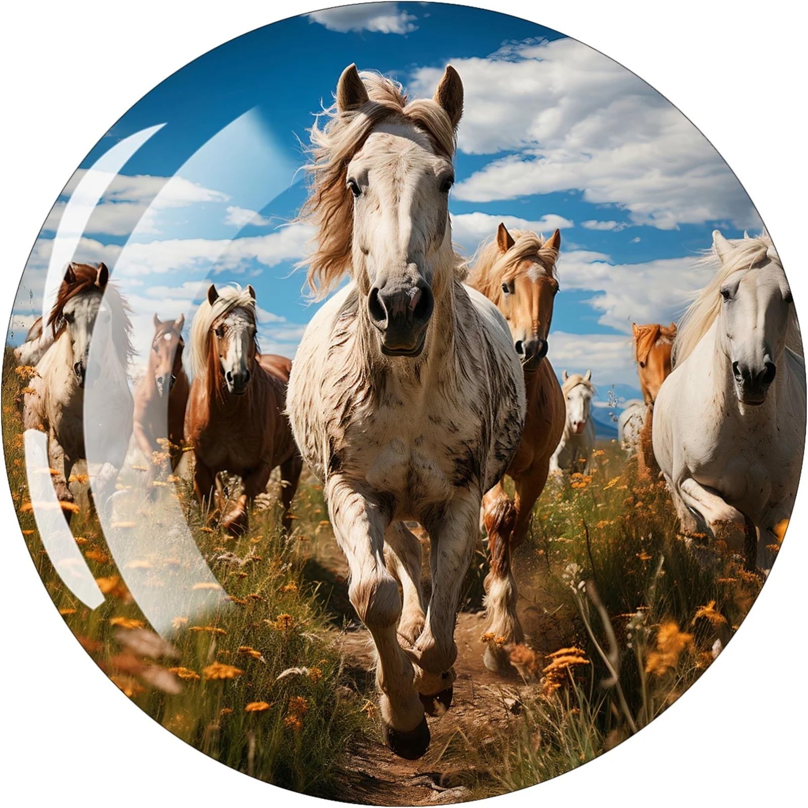 Fridge Magnets 6pcs Horse Refrigerator Magnet Glass Decorative 30MM Kitchen Stickers Whiteboard Notes Fixed(Color-02)