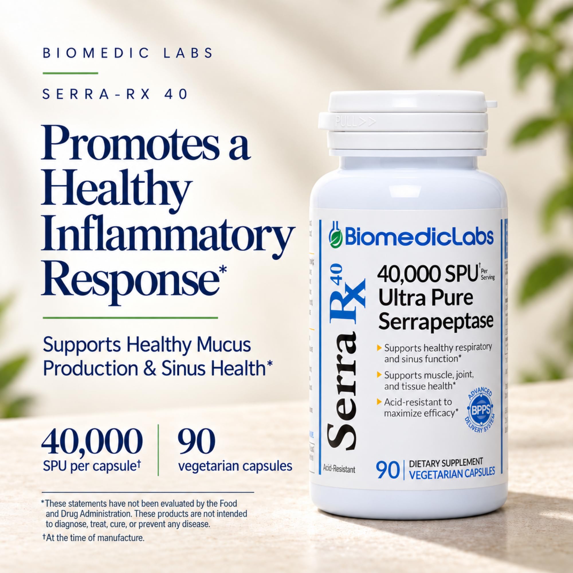 Biomedic Labs Serra-RX 40 Serrapeptase, 40,000 SPU, 90 Capsules — Amazon image 2