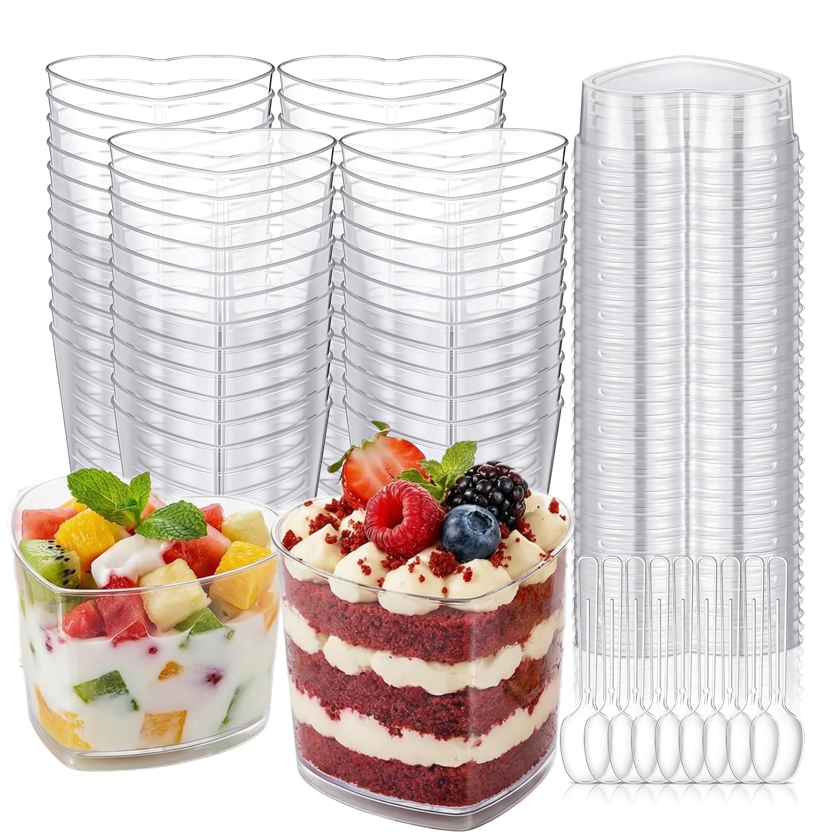 PIPITA 6 Pieces Transparency Cherry Blossoms Dessert Bowls Spice Bowl Sauce Bowls Glass Dip Bowls Mini Crystal Bowls for Ice Cream Dessert Snack Ketchup, Soy Sauce, Vinegar (Heart-Shaped)