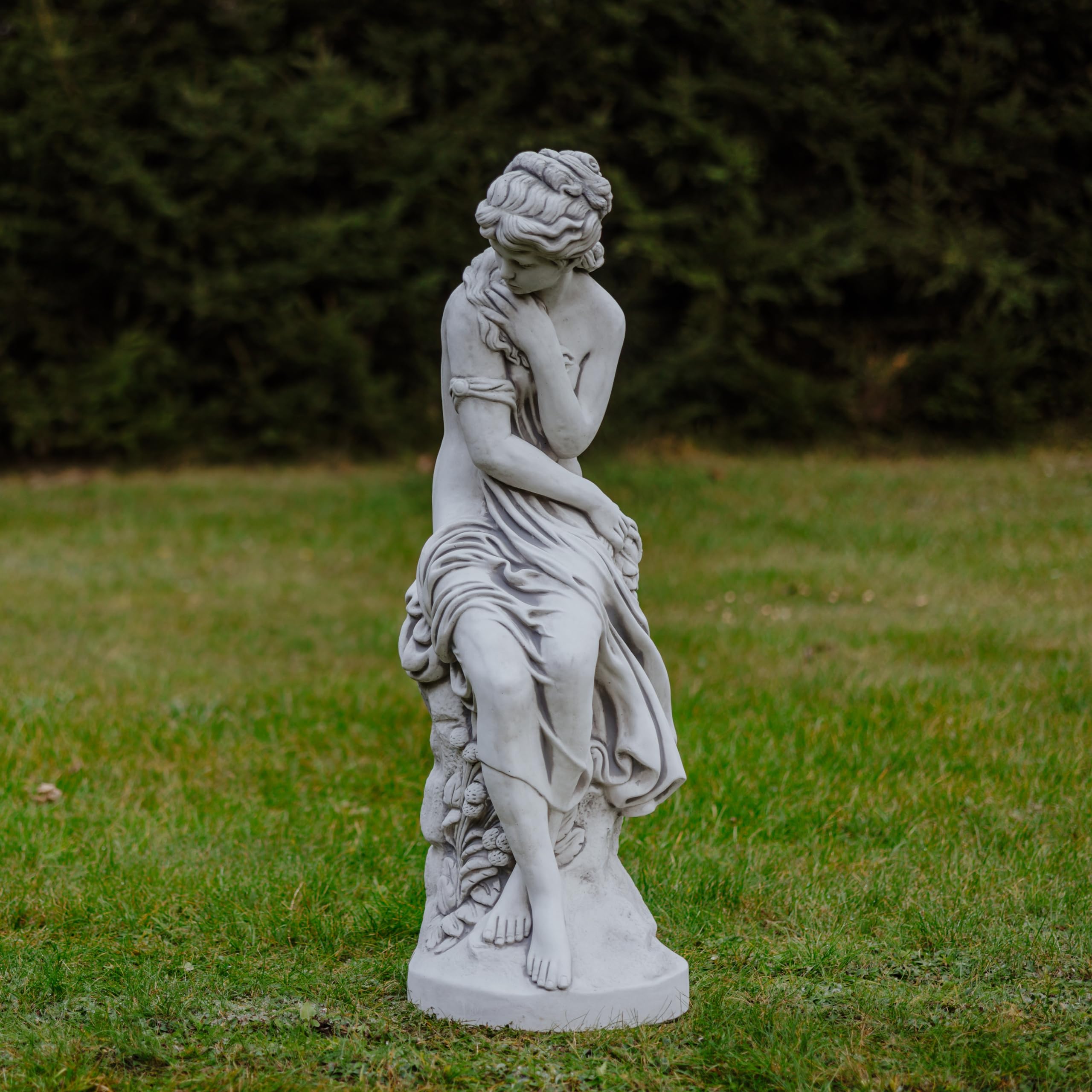 gartendekoparadies.de Antike Frauen-Statue, Steinfigur, H. 132 cm, Grau, 197 kg, frostsicher aus Steinguss für Außenbereich