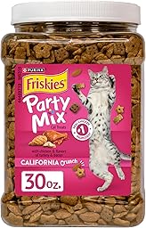 Purina Friskies Party Mix California Crunch with Chicken and Flavors of Turkey and Bacon Cat Treats - 30 oz Canister