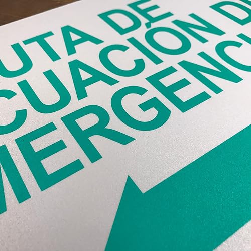 Miniatura 4 de TRADESAFE Señal de flecha izquierda de ruta de evacuación de emergencia  Ruta De Evacuación De Emergencia Señal Español, Instalación Rápida,