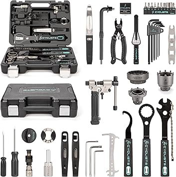 cyclists Professional Tool Kit for E-bike - 33 PCS Bicycle Repair Tool Set for Road Bikes and Mountain Bikes, Repairing Tyres, Brakes, Chains, Pedal, Crank Puller