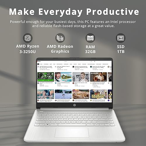 Miniatura 2 de HP Portátil ligero tipo IPS FHD de 14 pulgadas, AMD Ryzen 3-3250U, 32GB DDR4, 1TB PCIe SSD, cámara True Vision HD, gráficos AMD Radeon, Bluetooth,