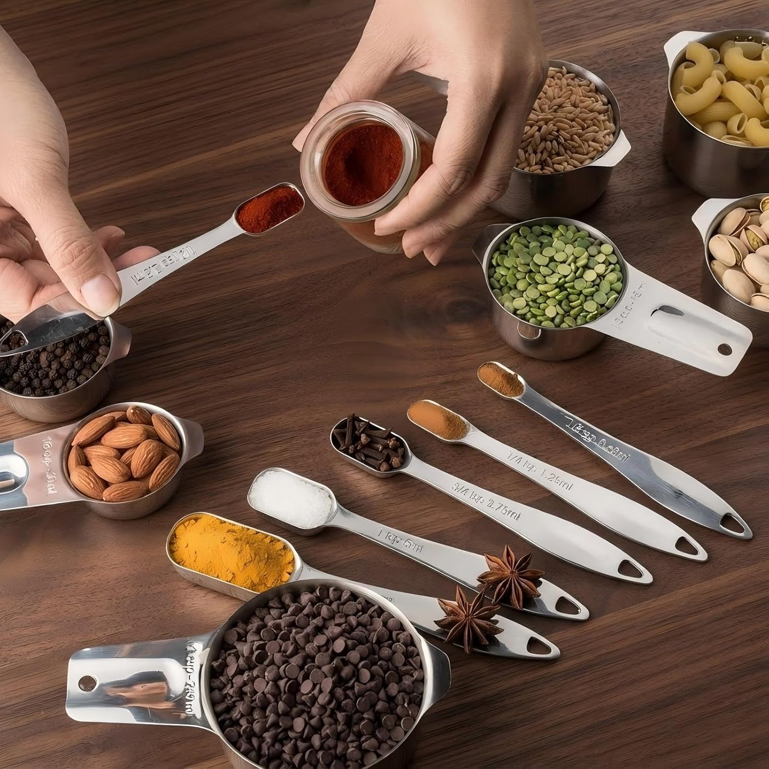 13 Piece Stainless Steel Measuring Cups and Spoons Set - for Cooking Baking