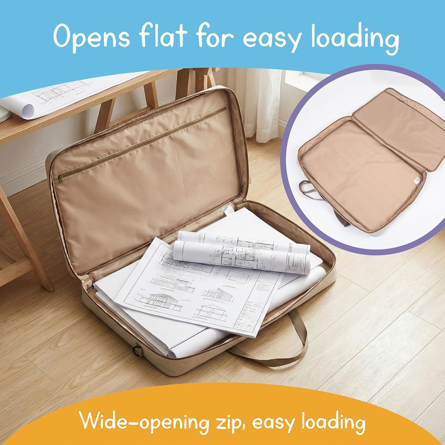 Large Storage & Travel Bag with Pockets, Padded Protection, Water-Resistant, Fits Canvases, Art Portfolios, Posters, Cutting Mats, Teaching Materials, 7 Days of Play Sensory Table & Oversized Supplies