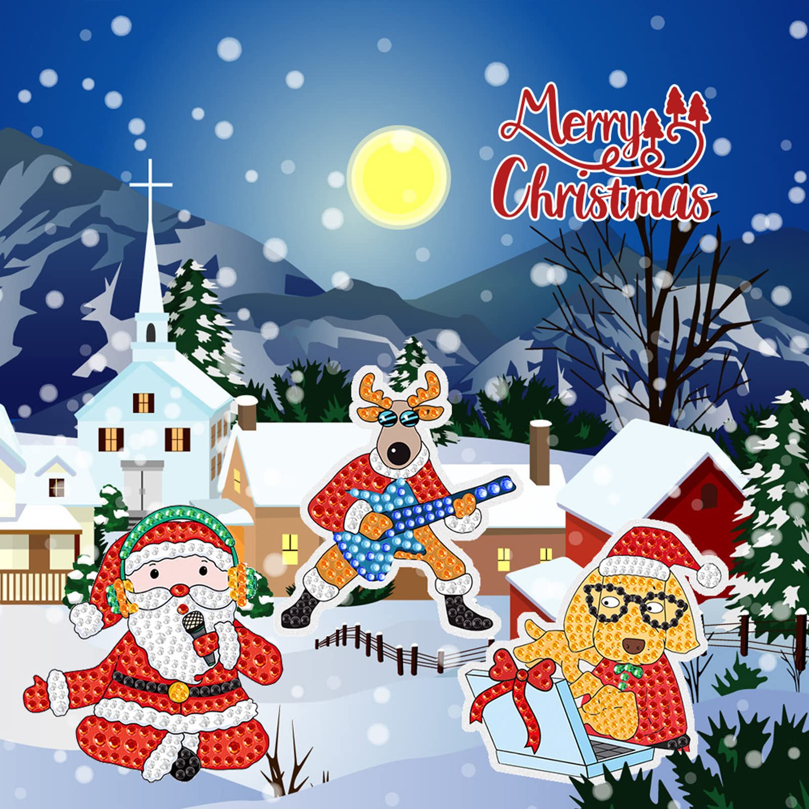 15 Ciondoli 5D Diamond Painting Natalizi – Kit Fai Da Te Con Babbo Natale Per Bambini E Adulti