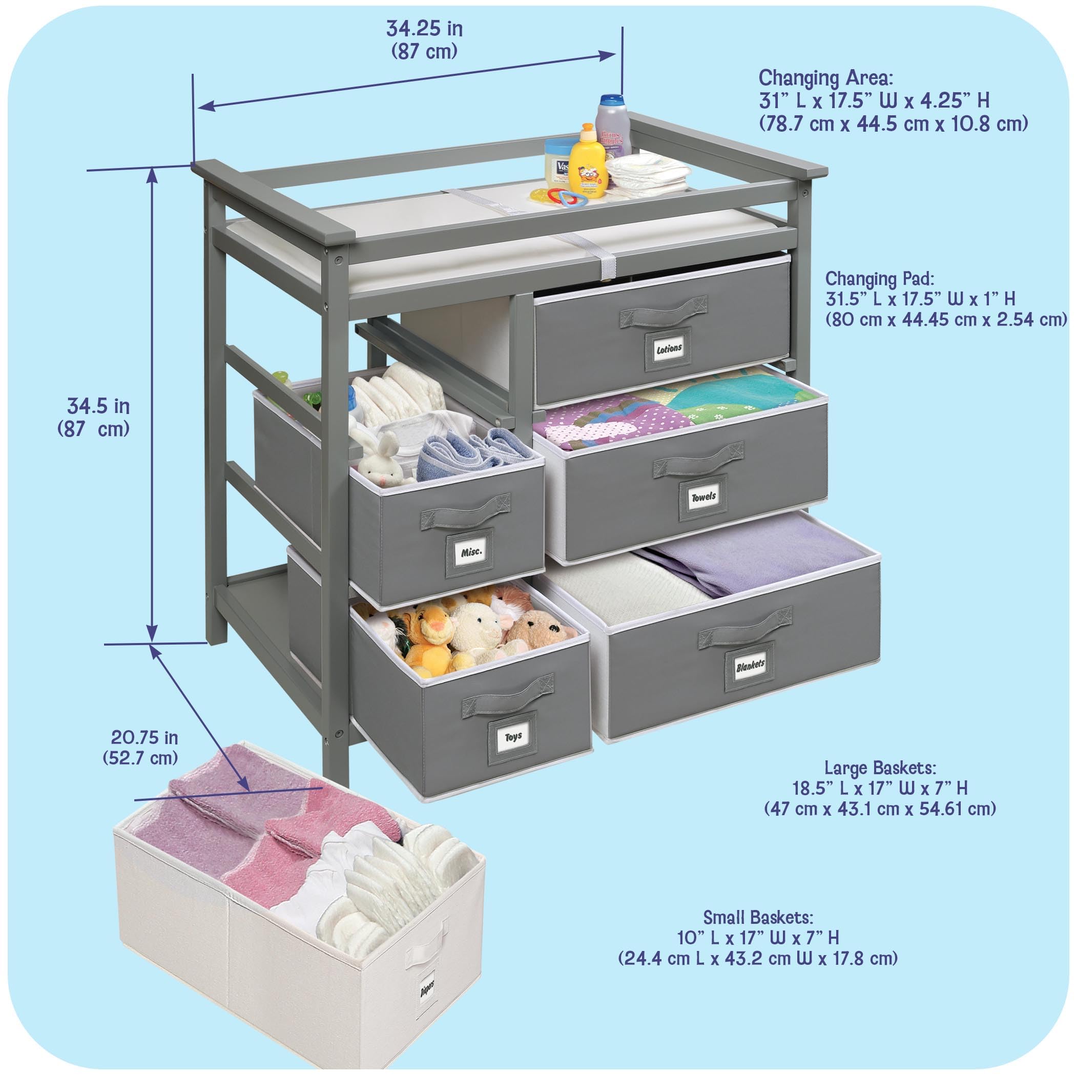 Amazon.com : Badger Basket Modern Baby Changing Table - Diaper