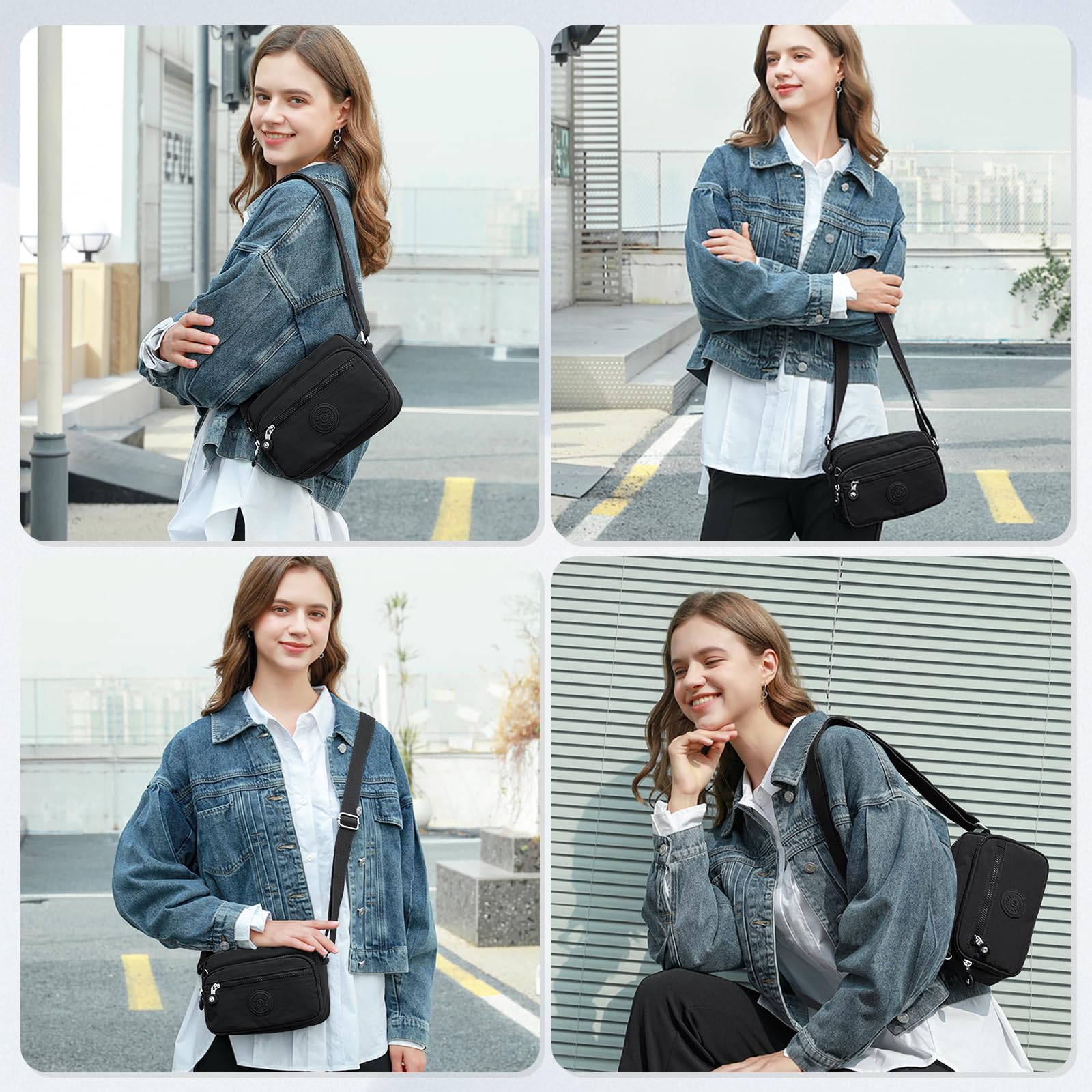 TEUEN Casual Borsa Tracolla Donna, Borsa a Spalla Borsetta in Nylon Impermeabile Crossbody Messaggero Borsa con Tracolla Regolabile Multitasche per Lavoro Sportiva Scuola Viaggio