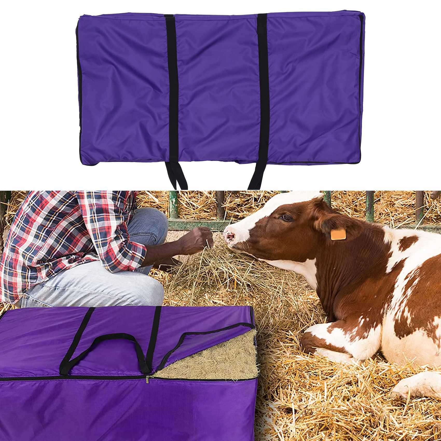 Bolsa de almacenamiento de pacas de heno, bolsa de transporte extra grande, plegable, portátil, para caballos y ganado, bolsas de heno con cremallera impermeable