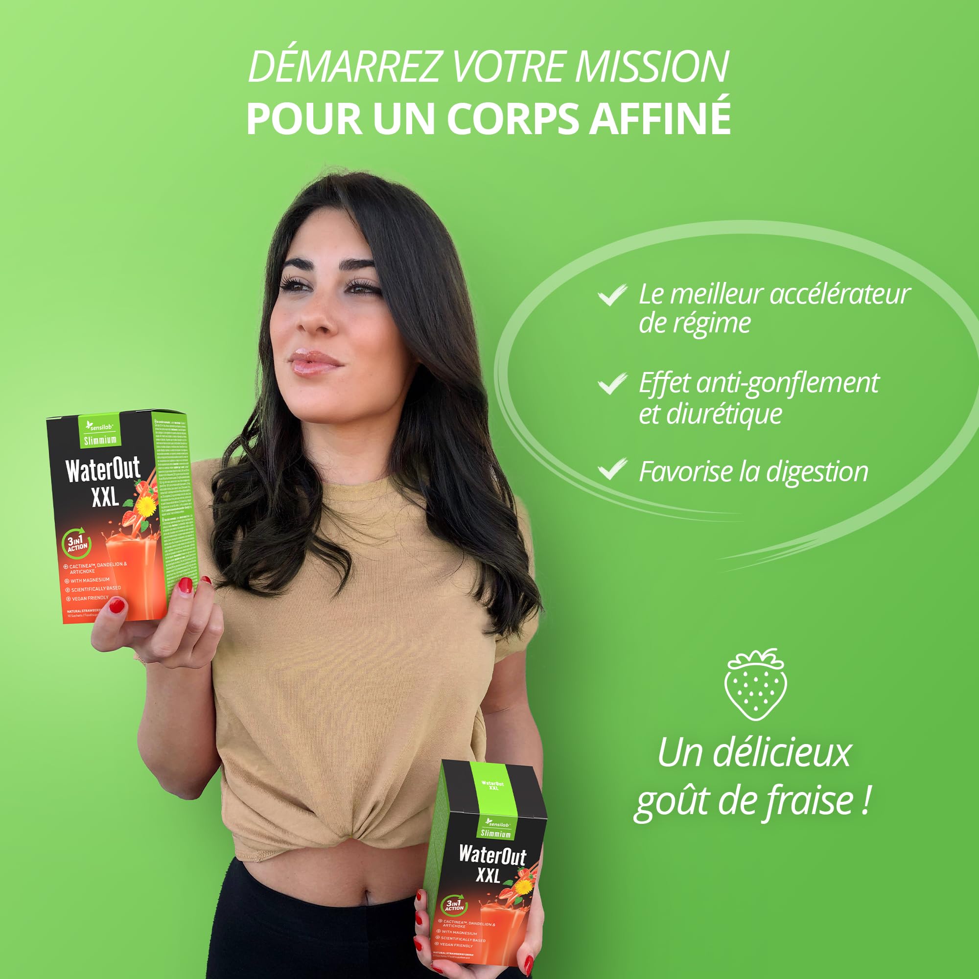 Sensilab Slimmium WaterOut XXL - Boisson au Persil et Pissenlit, 30 Sachets | Ortie, Artichaut, le Magnésium contribue à l'Équilibre Électrolytique, E-book Gratuit