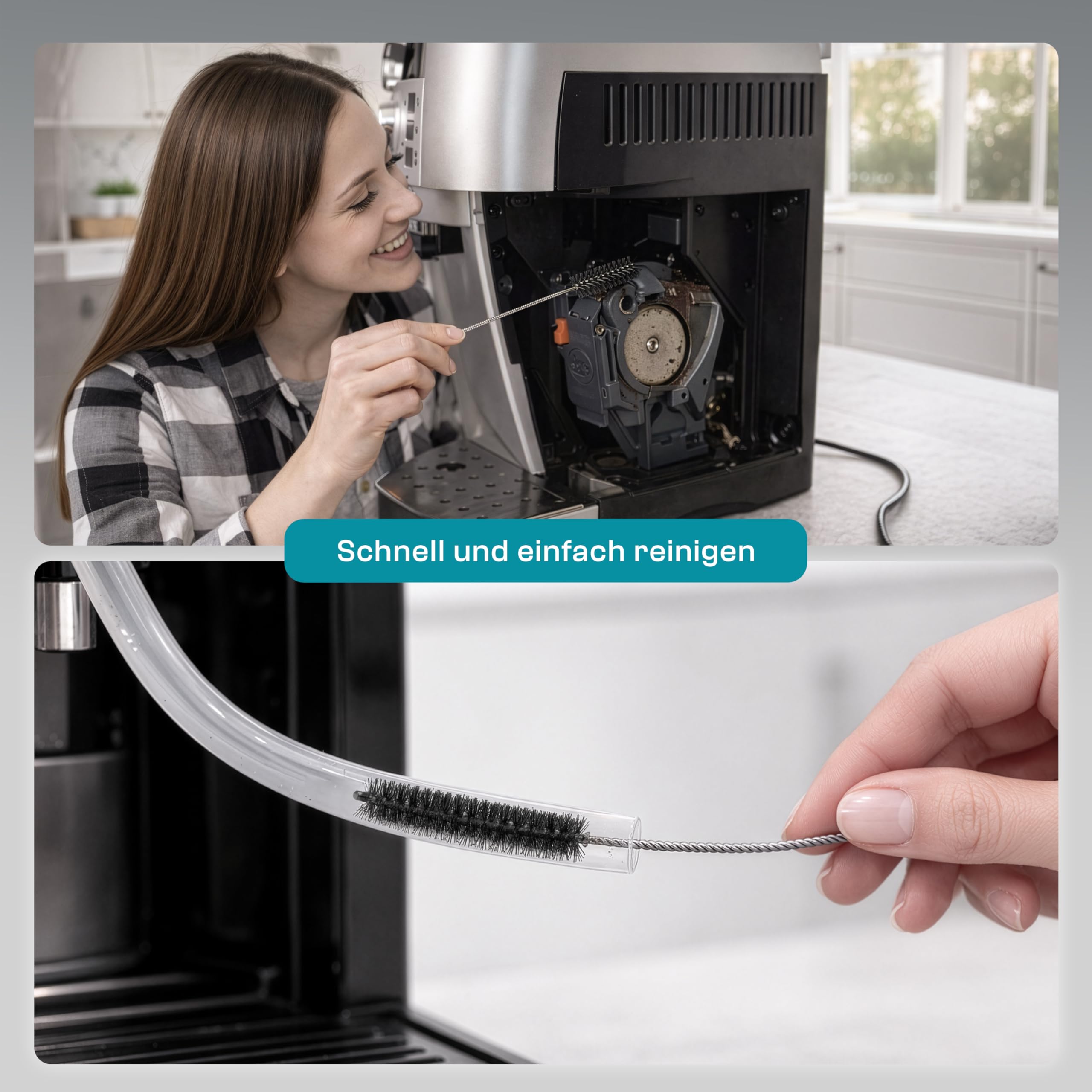 4 cepillos para manguera de leche (9 mm de diámetro 32 cm extralargo) para cafeteras automáticas DeLonghi – Cepillo de pajita y cepillo de limpieza fino y flexible – Cepillo y cepillo de