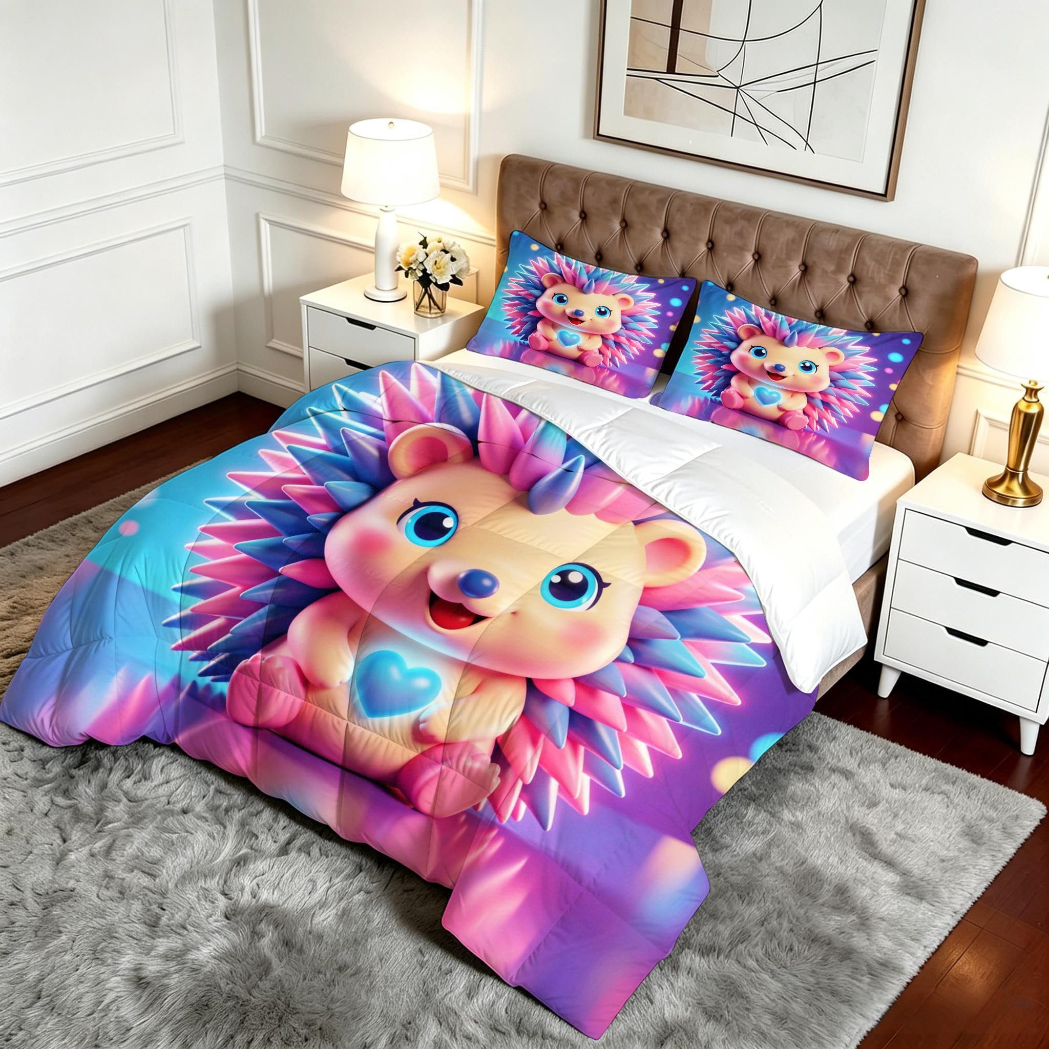 Couette 2 Personnes 200x200 cm, Hérissons Multicolores, CQ5416