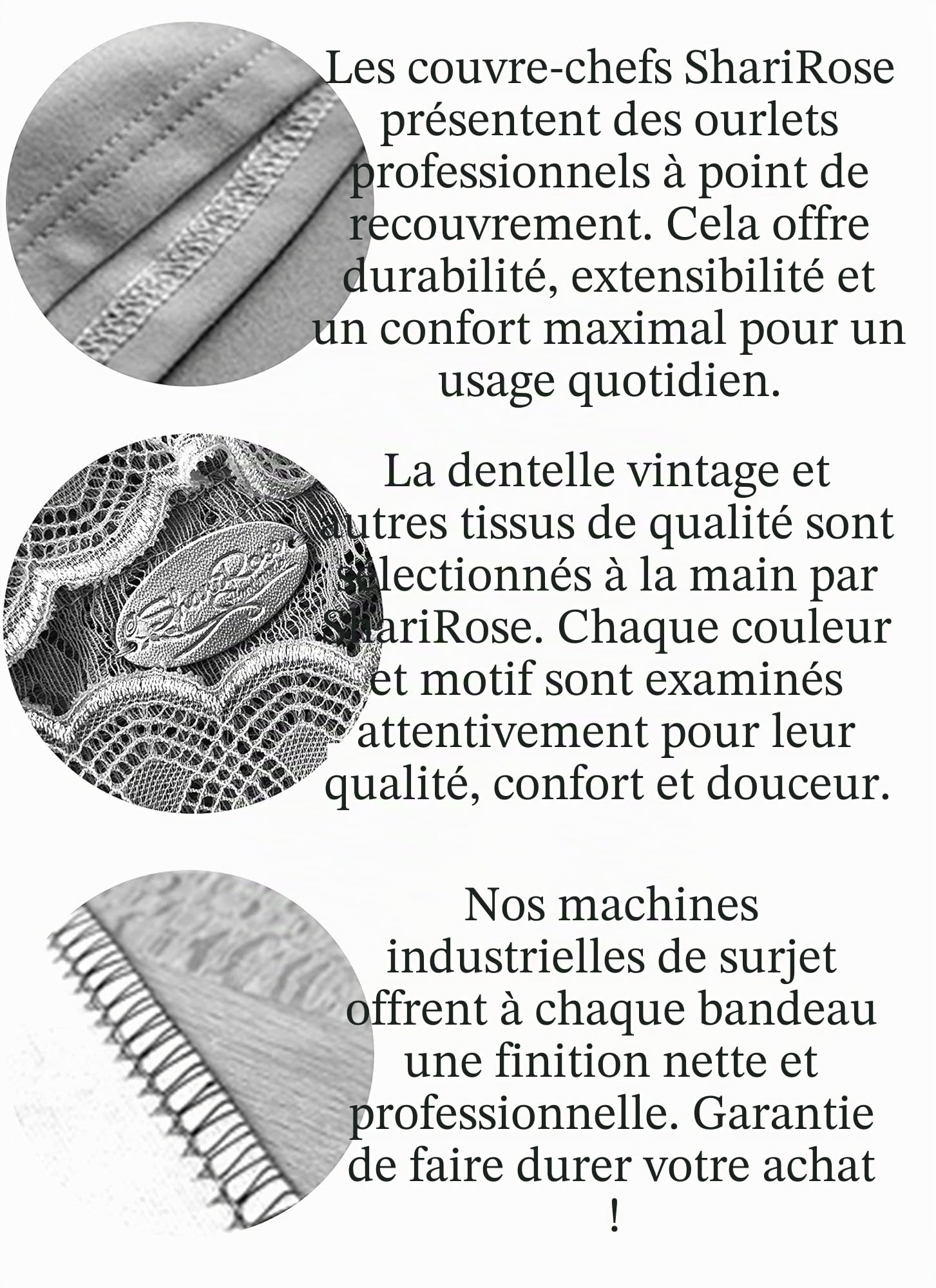 Bandeau en dentelle noire pour femmes - Accessoires capillaires - Dentelle extensible vintage florale - Bandeaux de maquillage - Qualité artisanale (Noir quotidien)