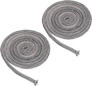 PATIKIL 3/8" x 98" Wood Stove Gasket, 2Pcs Graphite Fiberglass Round High-Temperature Resistance Seal Rope Replacement for Stoves Fireplace Door, Black