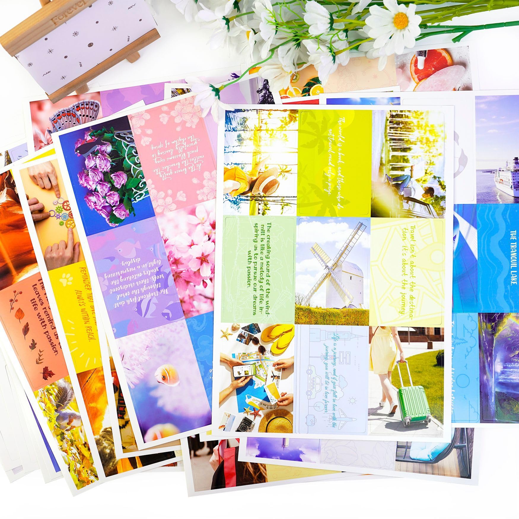 Kit de pizarra de ensueño - Kit Vision Board – 270 Cartas Imágenes + Tablero Laminarte Reutilizable – Kit DIY con Stickers de Letras, Iconos y Etiquetas – 30 Temáticas para Alcanzar Vida Ideal