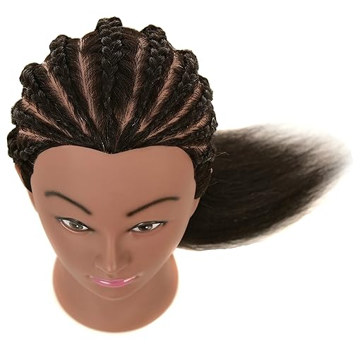 Miniatura 4 de Cabeza de maniquí de 100% cabello humano real con soporte para práctica de trenzado y peinado en peluquería y cosmetología, cabeza de muñeca para