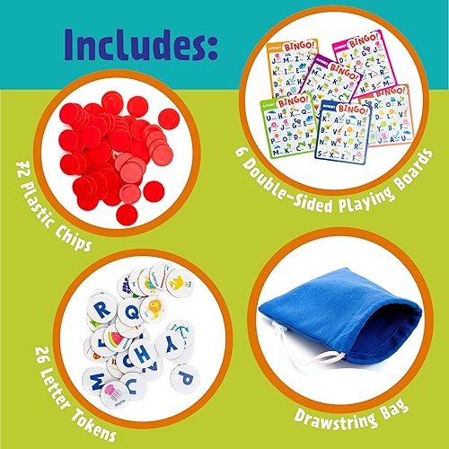 Miniatura 3 de Peaceable Kingdom Alphabet Bingo! Juego de mesa educativo de aprendizaje de letras para niños de 2 a 6 años a partir de 4 años