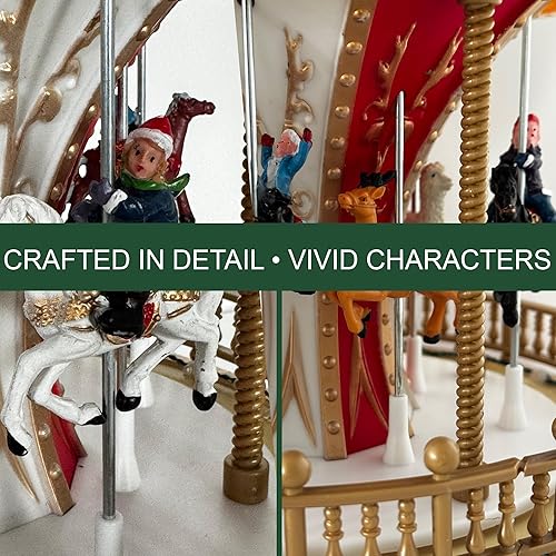 Miniatura 6 de allgala Carrusel de Navidad hecho a mano de poliresina como casa de pueblo de Navidad, figura coleccionable con USB y batería de doble fuente