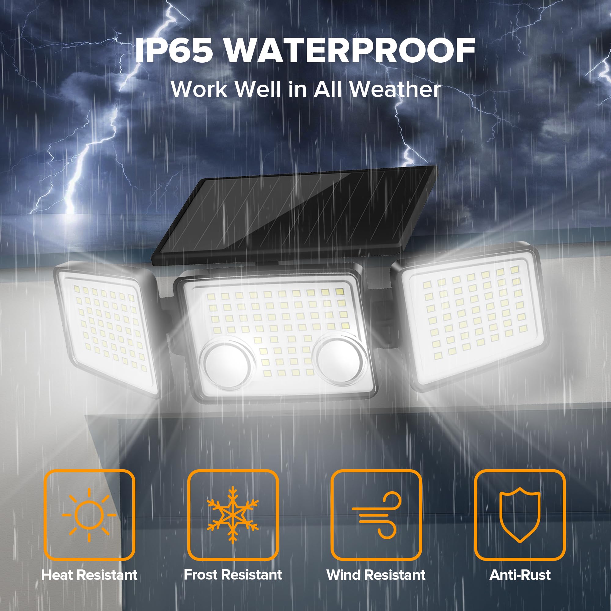 Luci Solari Per Esterni Con Sensore Di Movimento, Luce Solare Da Esterno 100led 1000lumen Di Alta Qualita 1200mah Lampada Da Parete Impermeabile Con Sensore Led Solare 4 Pezzi 85538773